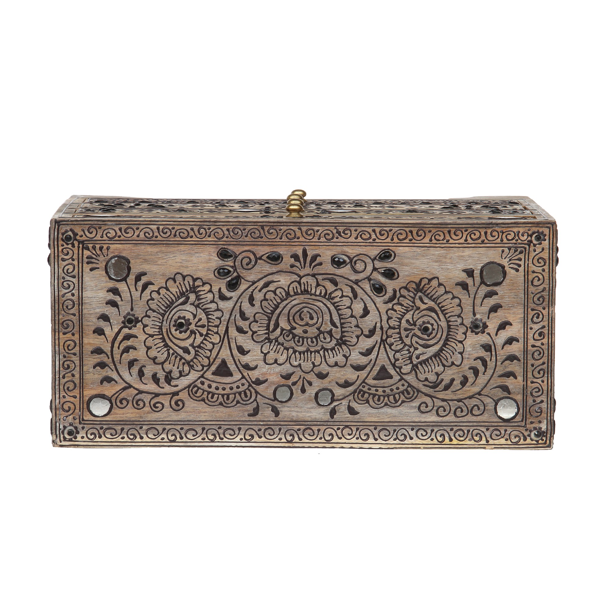 Schubladenbox 'Shaime', 4 Schubladen, natur, schwarz, B 28 cm, L 13 cm, H 22 cm von fischer's lagerhaus