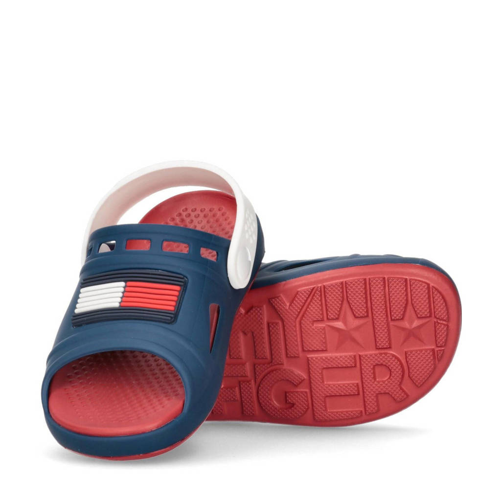 Tommy Hilfiger badslippers met hielbandje donkerblauw