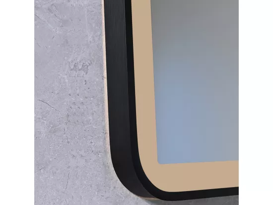 Miroir salle de bain LED 90x60cm anti buée avec cadre en aluminium noir et loupe x3 LB-4685B