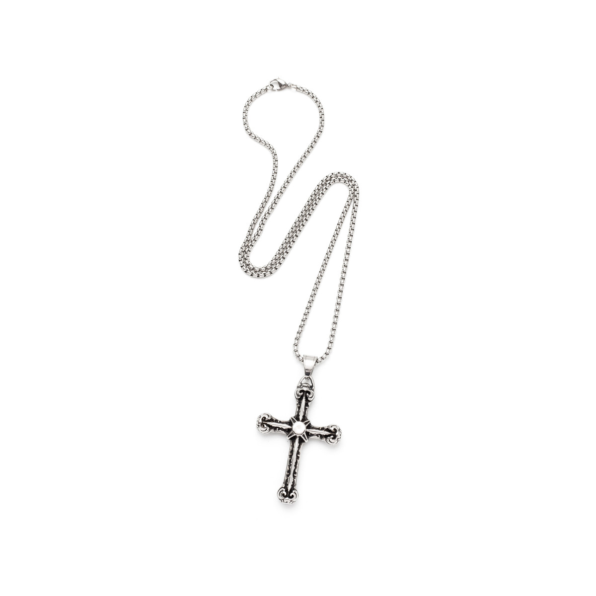 Collier acier croix 60 cm
