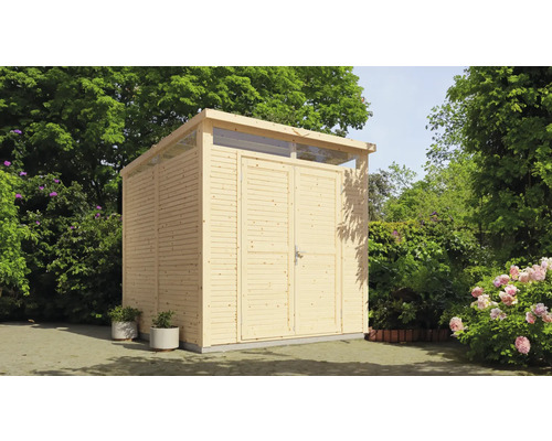 Bertilo Woodline tuinhuis met lessenaarsdak en vloer, 226 x 240 cm, natuurlijke afwerking