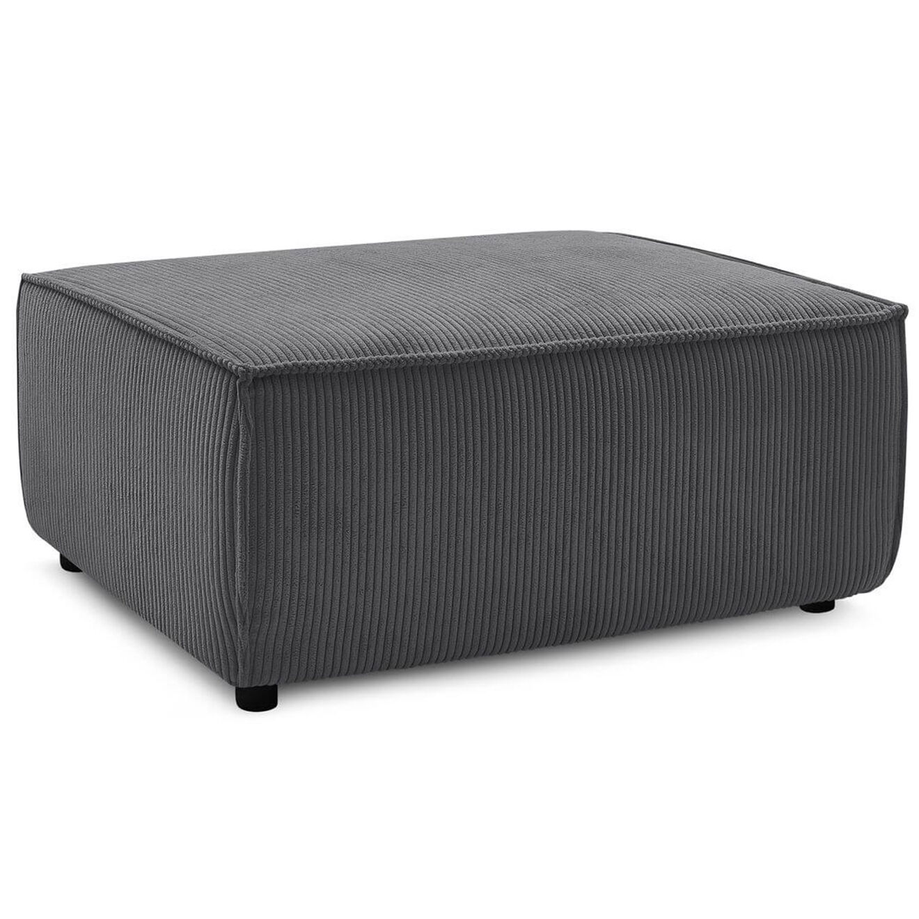 Bobochic Pouf en Velours côtelé Nihad gris foncé - 100x70x44 cm