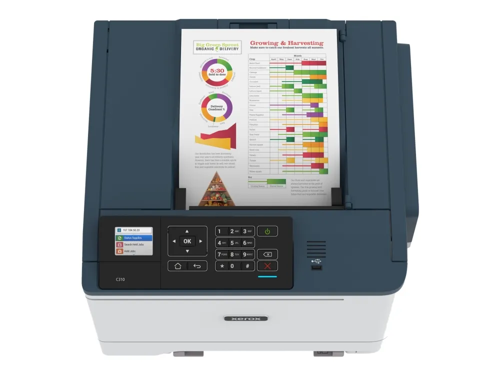 Xerox C310V_DNI - Printer - farve - Duplex - laser - A4/Legal - 1200 x 1200 dpi - op til 33 spm (mono) / op til 33 spm (farve) - kapacitet: 250 ark - USB 2.0, Wi-Fi(n), Gigabit LAN