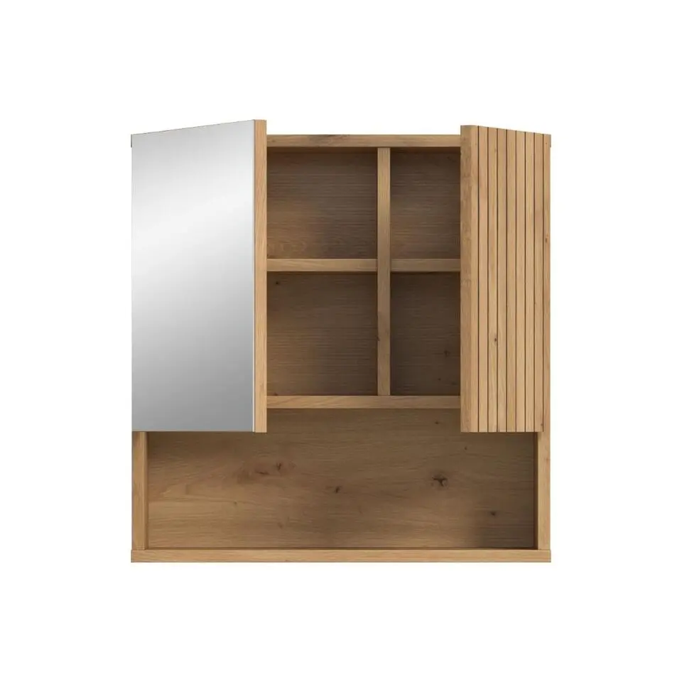 Hioshop Mone spiegelkast 1 deur- 1 spiegeldeur- 1 plank eiken decor