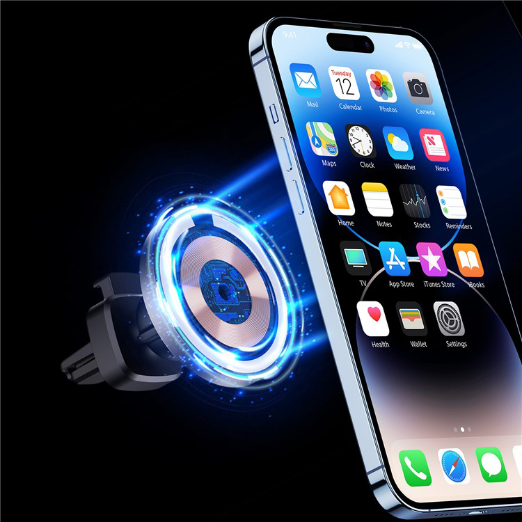 (15W) V2 MagSafe Auto KFZ Ladegerät für Apple iPhone   Air Frame Halterung - Schwarz