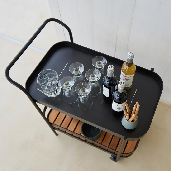Cane-line - Roll Bar Trolley Outdoor, Teak / lava grey