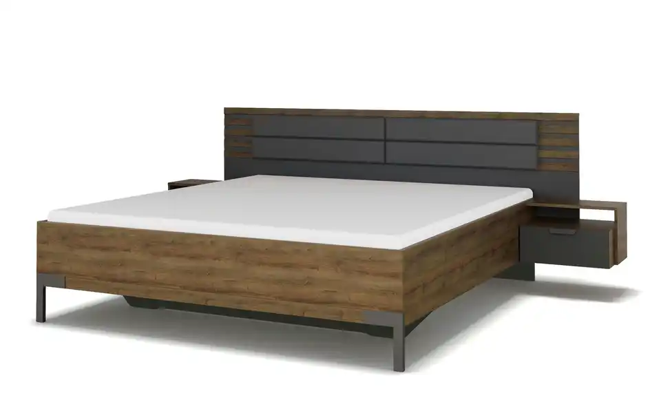 Bettanlage Barea Basaltgrau, Dunkelgrau 282 cm 180x200 cm