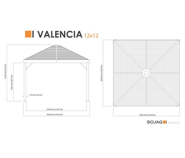 Sojag Pavillon Valencia 12x12, inkl.
