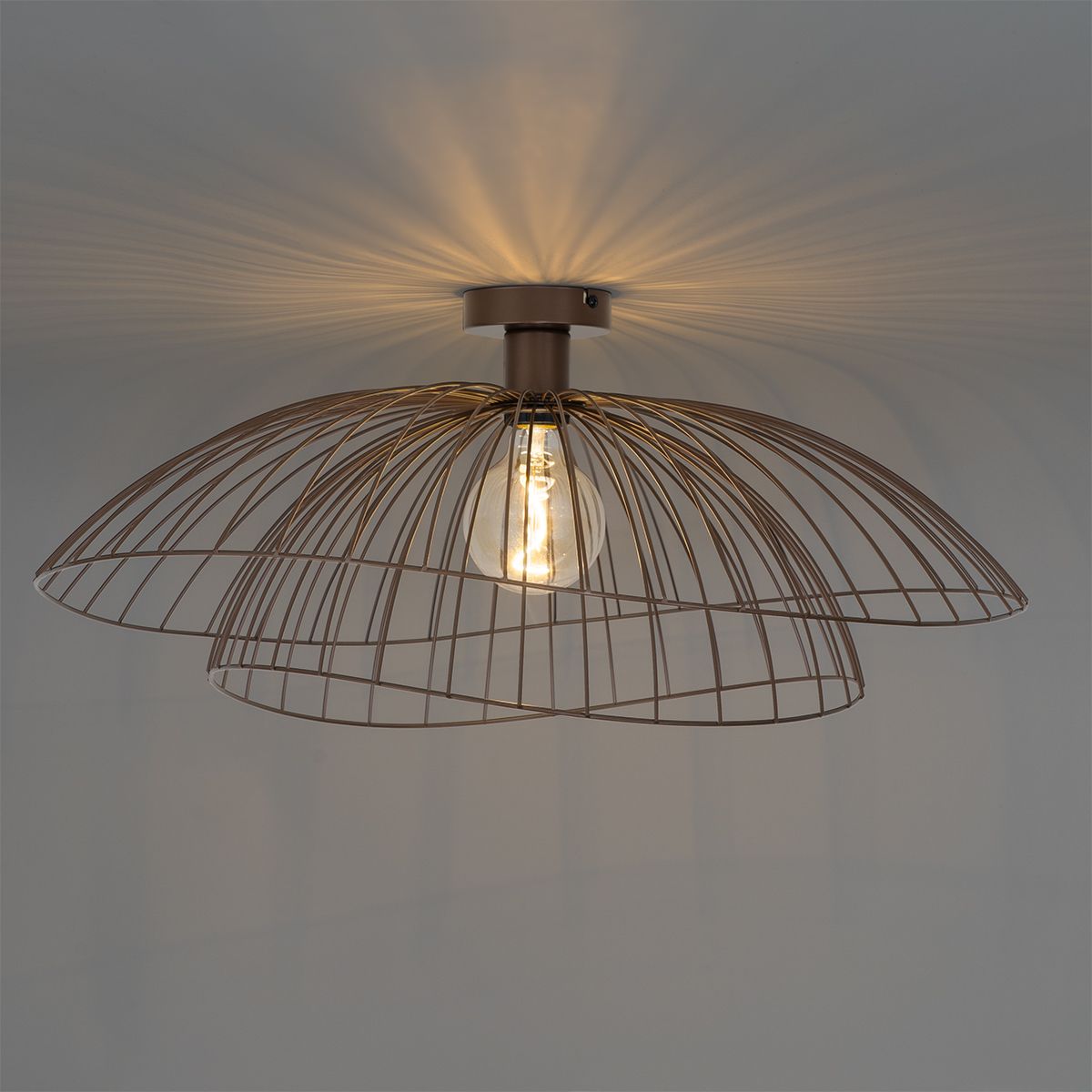 Smart plafondlamp brons met dubbele kap 45cm incl. Wifi G95 - Pua