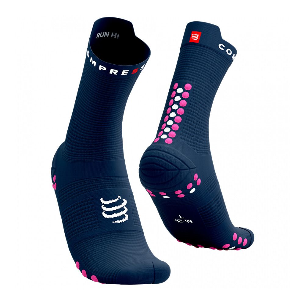 Compressport PRO RACING V4.0 RUN HIGH - Chaussettes mood indigo/magenta