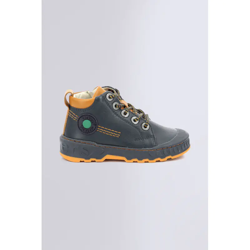 KICKDUNDY MARINE ORANGE SNEAKERS HAUTES Cuir Garçon