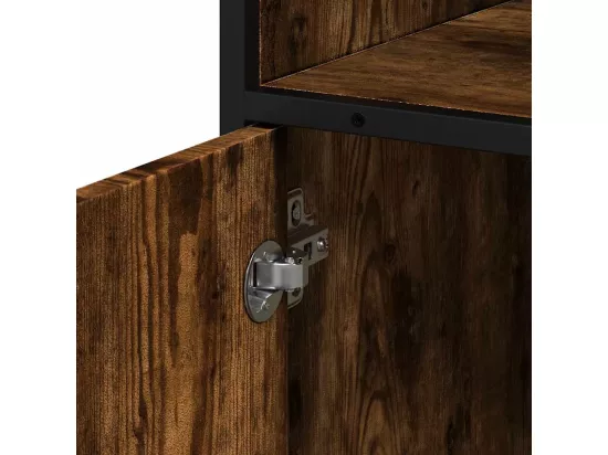 Armoire de bain chêne fumé 35x37,5x100cm bois d'ingénierie