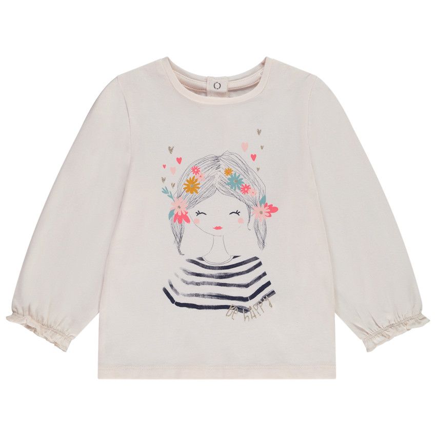 T-shirt manches longues en jersey print fantaisie pour bébé fille - Rose