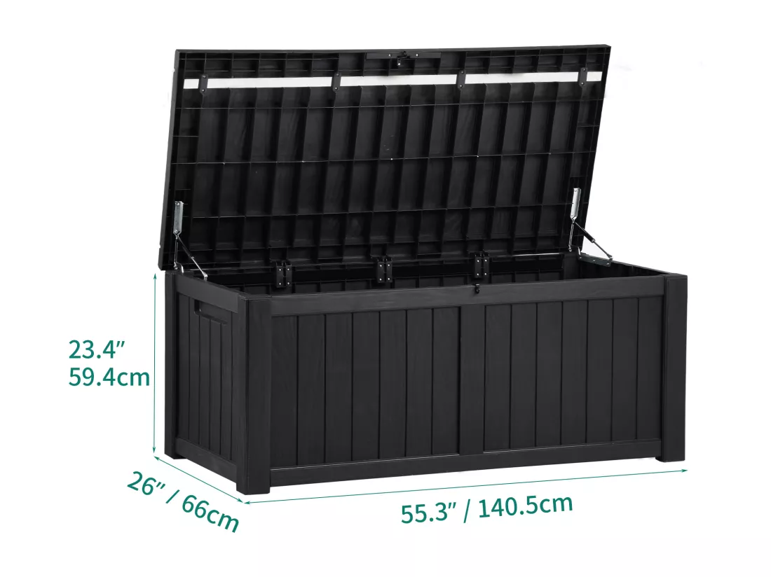 YITAHOME 460L Coffre de Rangement Exterieur - Coffre de Jardin - en Resine avec Poignées Latérales pour Terrasse Balcon, Noir