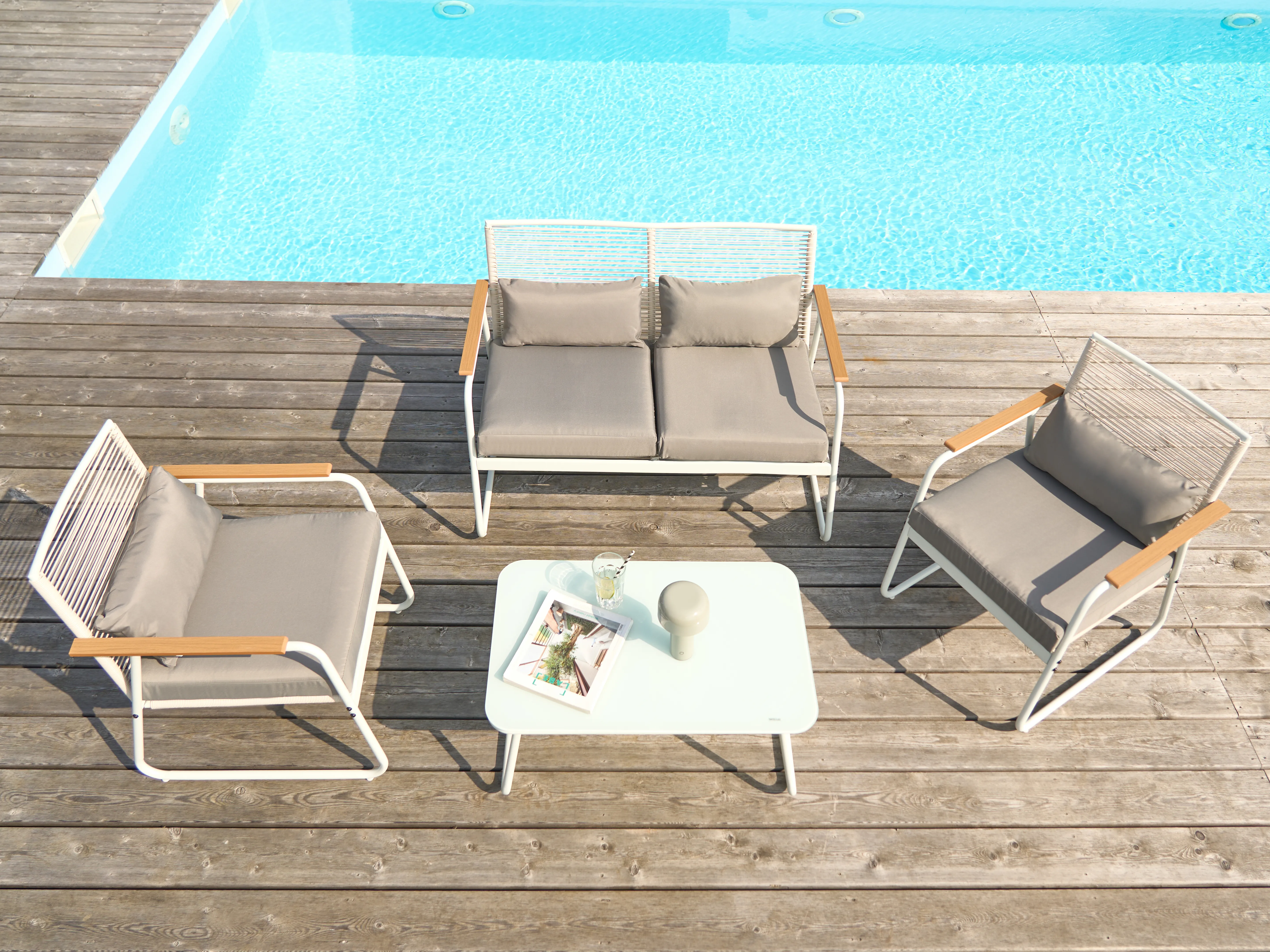 Loungeset met tafel 4-zits POMONTE Metaal Wit