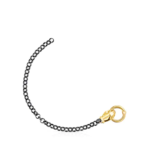 Pulseira de mão em prata escura com banho de ouro 18k sobre prata Job