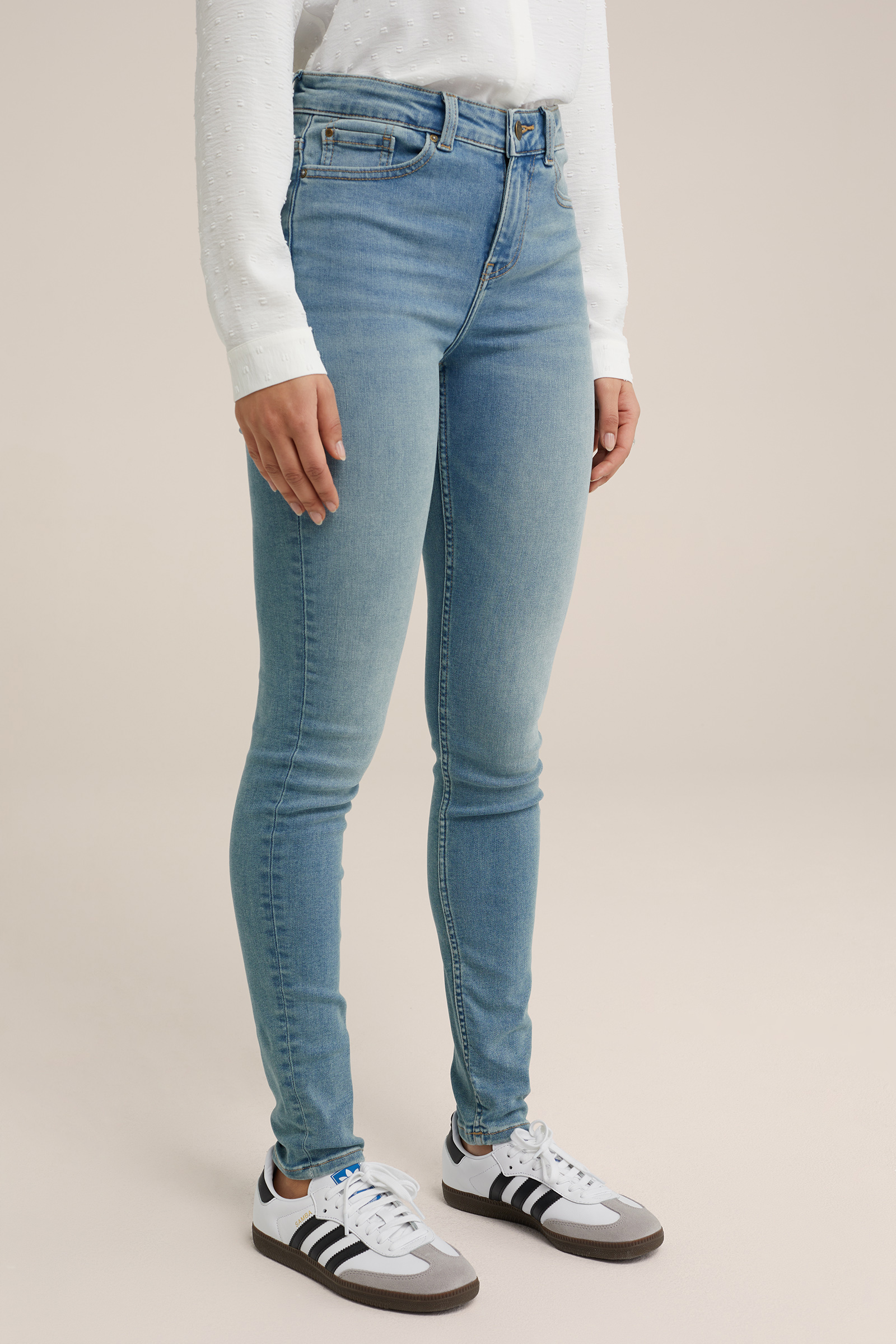 mid rise superskinny jeans met superstrech Blue Ridge Blauw