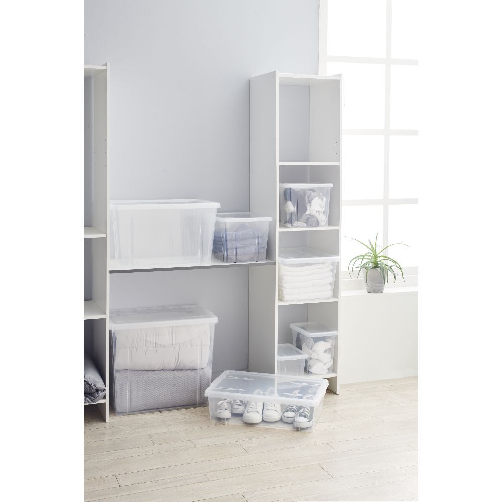 Boîte de rangement transparente avec couvercle 30L