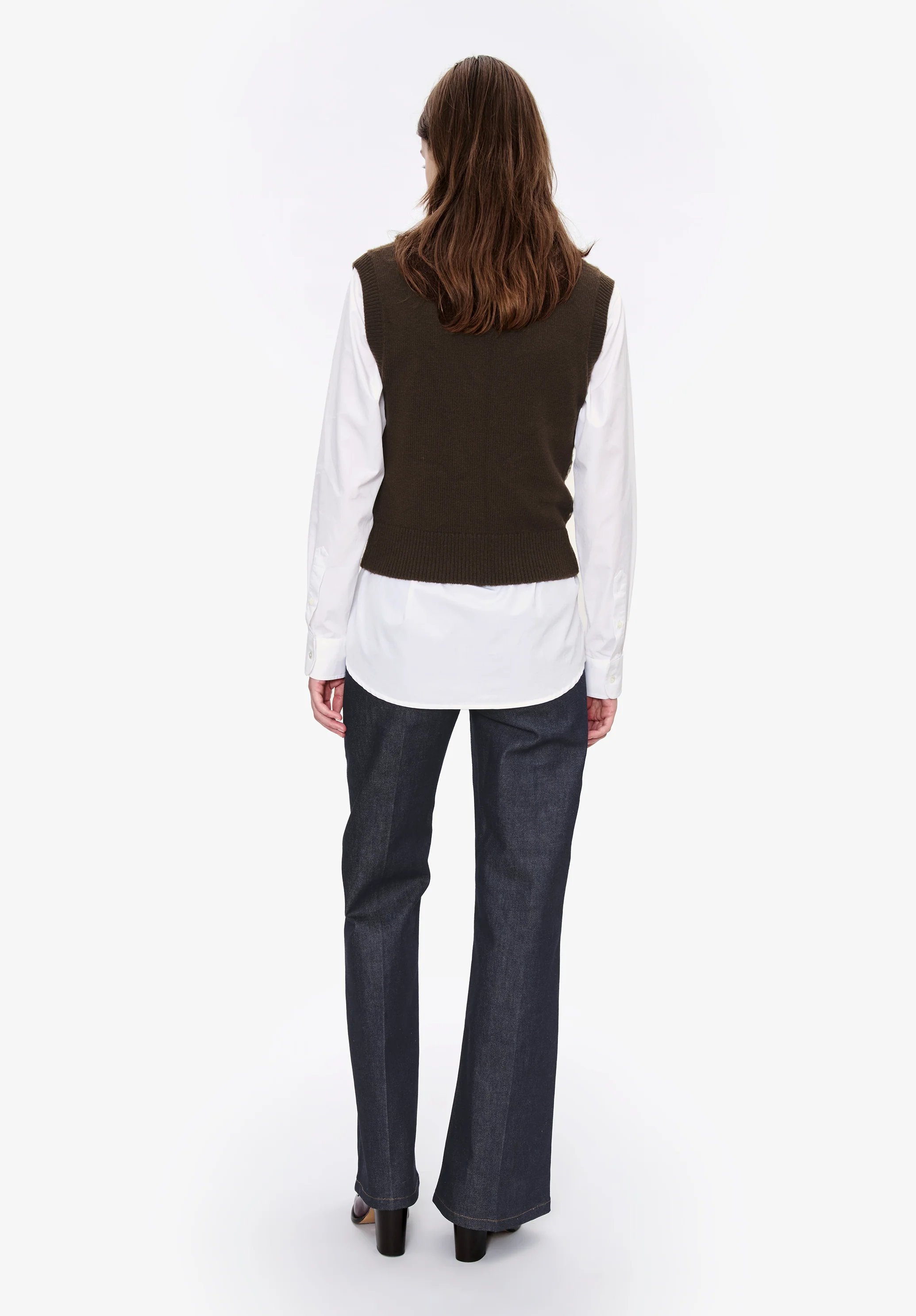 Pull sans manche à jacquard - Marron fonce chine