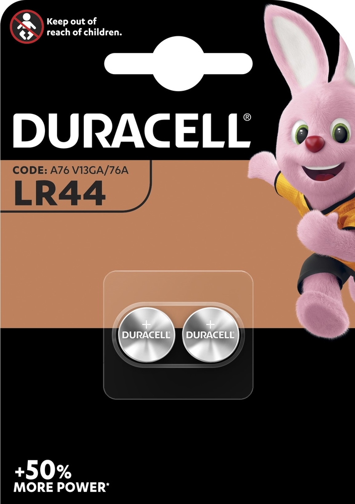 DURACELL Batterie für Uhr+Rechner<br>2 Stück, Blister, LR44 1.5V