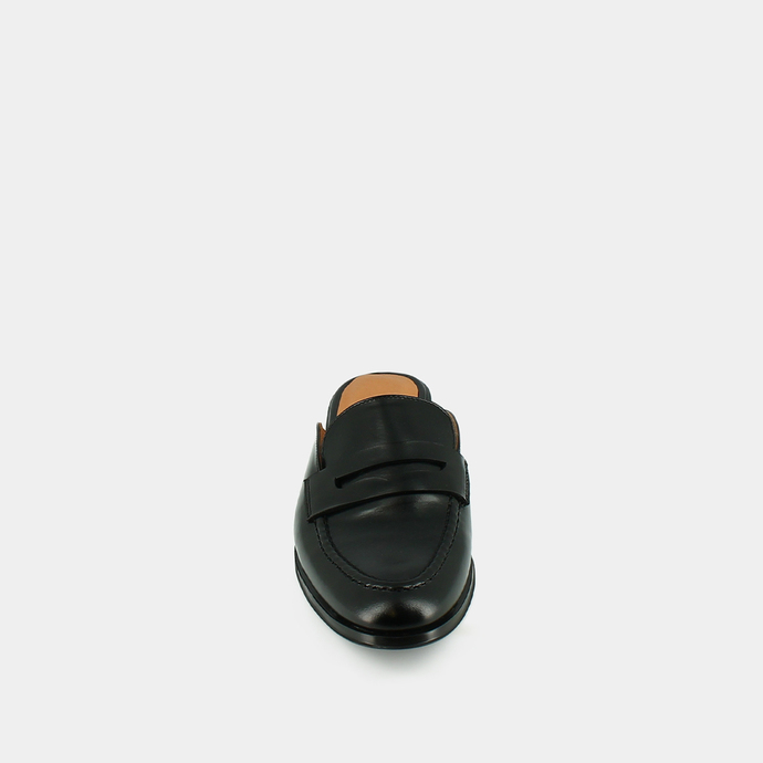 Mocassins ouverts à bouts ronds  en cuir noir