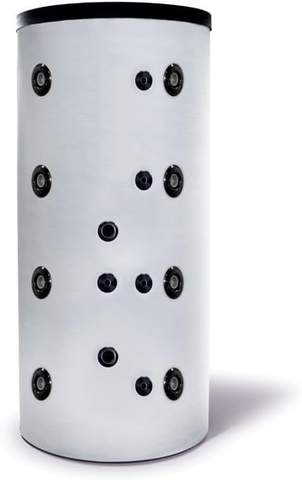SUNEX® Pufferspeicher FISH S5 500l mit 1 Wärmetauscher | Stehend | Solaranbindung möglich | Heizungsanlage mit Festbrennstoff, Gas, Öl, Wärmepumpe | 95°C | PUR-Dämmung | Ø757×1782mm