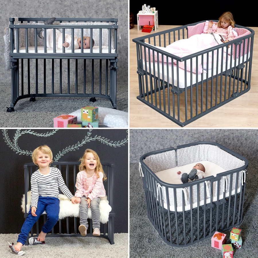babybay Beistellbett Boxspring schiefergrau