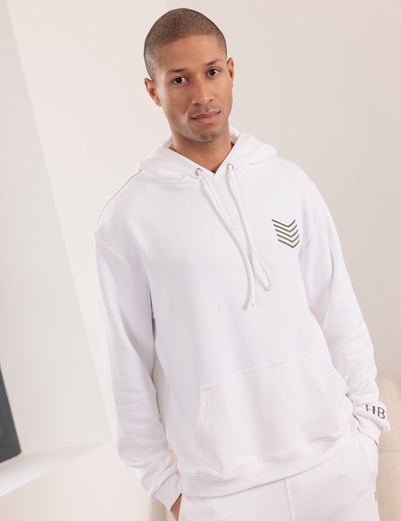 HBT COTTON | FABIO SWEAT CAPUCHE MIXTE BLANC