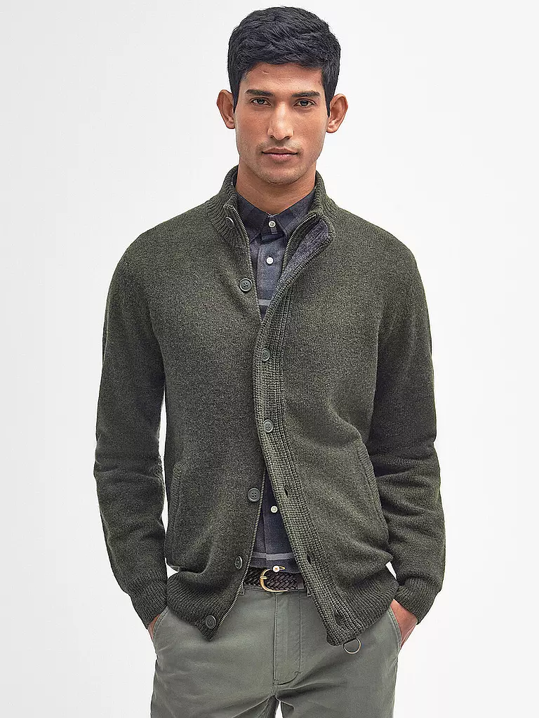 BARBOUR Strickjacke ESSENTIAL olive