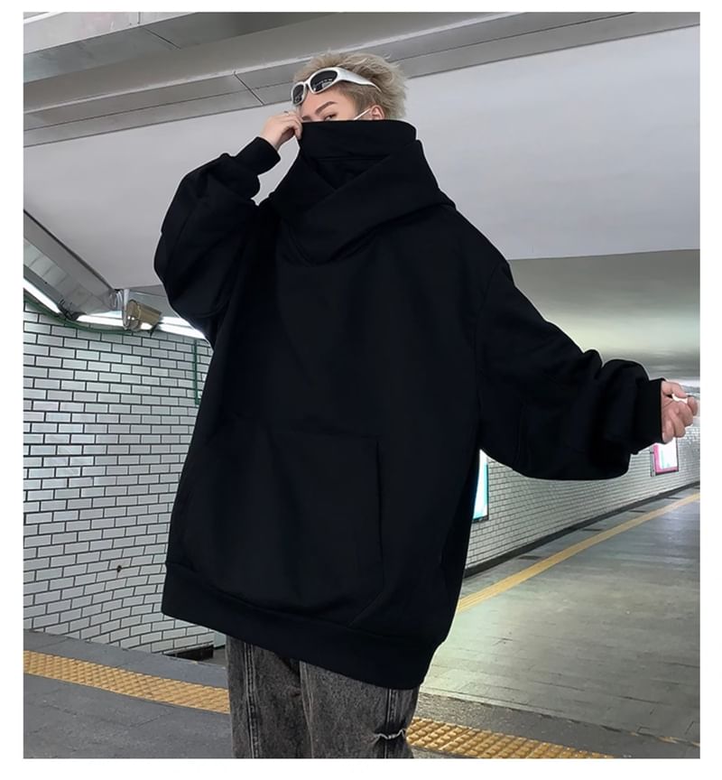 Bay Go Mall - Hoodie met opstaande kraag en effen kleur