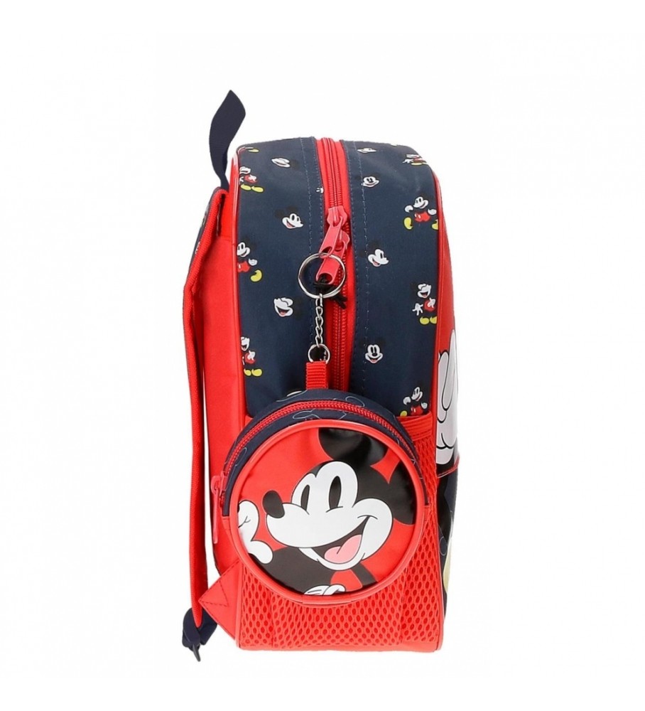 Mochila Joumma Bags Guardera Mickey Mouse Fashion adaptável vermelha