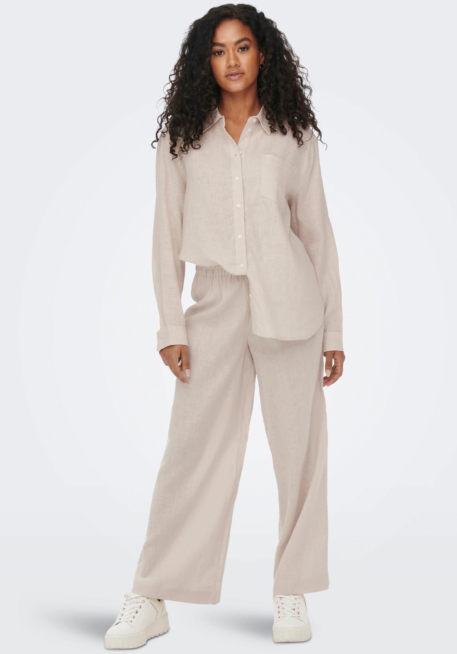 ONLY Longbluse »ONLTOKYO L/S LINEN BLEND SHIRT«, mit Leinen