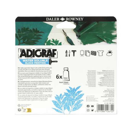 DALER-ROWNEY ADIGRAF wasserlösliche Linoldruckfarbe, 6er-Set