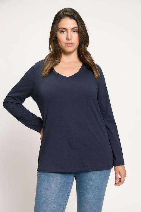Shirt, Slim, V-Ausschnitt, Langarm