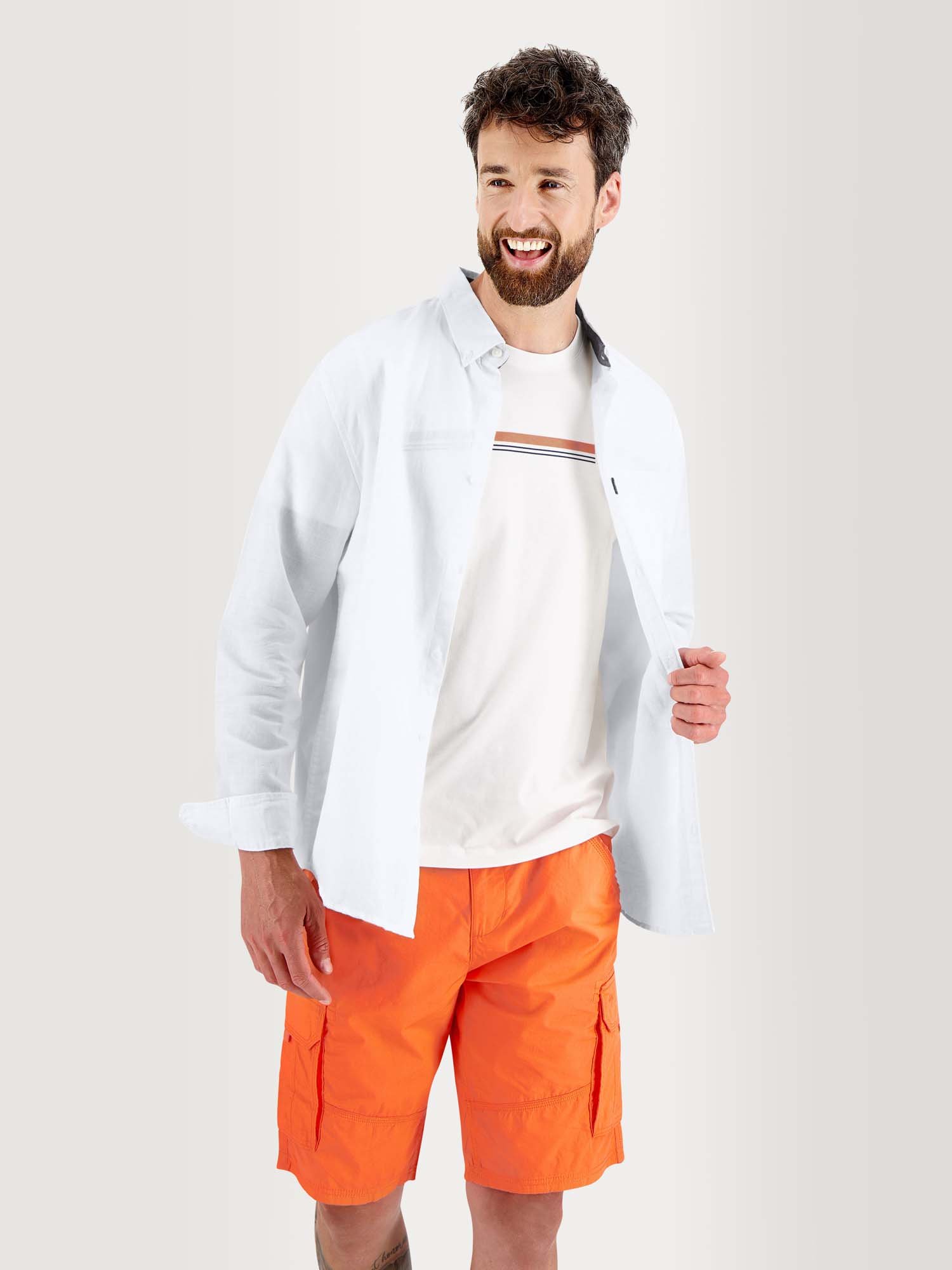 Chemise Homme Manches Longues Lin\/Coton Blanc