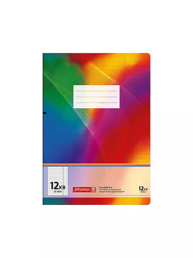 BRUNNEN VERLAG Heft A4 Liniert mit Korrekturrand 9mm 20 Blatt keine Farbe