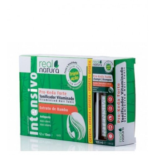 Real Natura Tonificador Vitaminado Pro-Keda Forte 12x15ml   OFERTA Shampoo 100ml