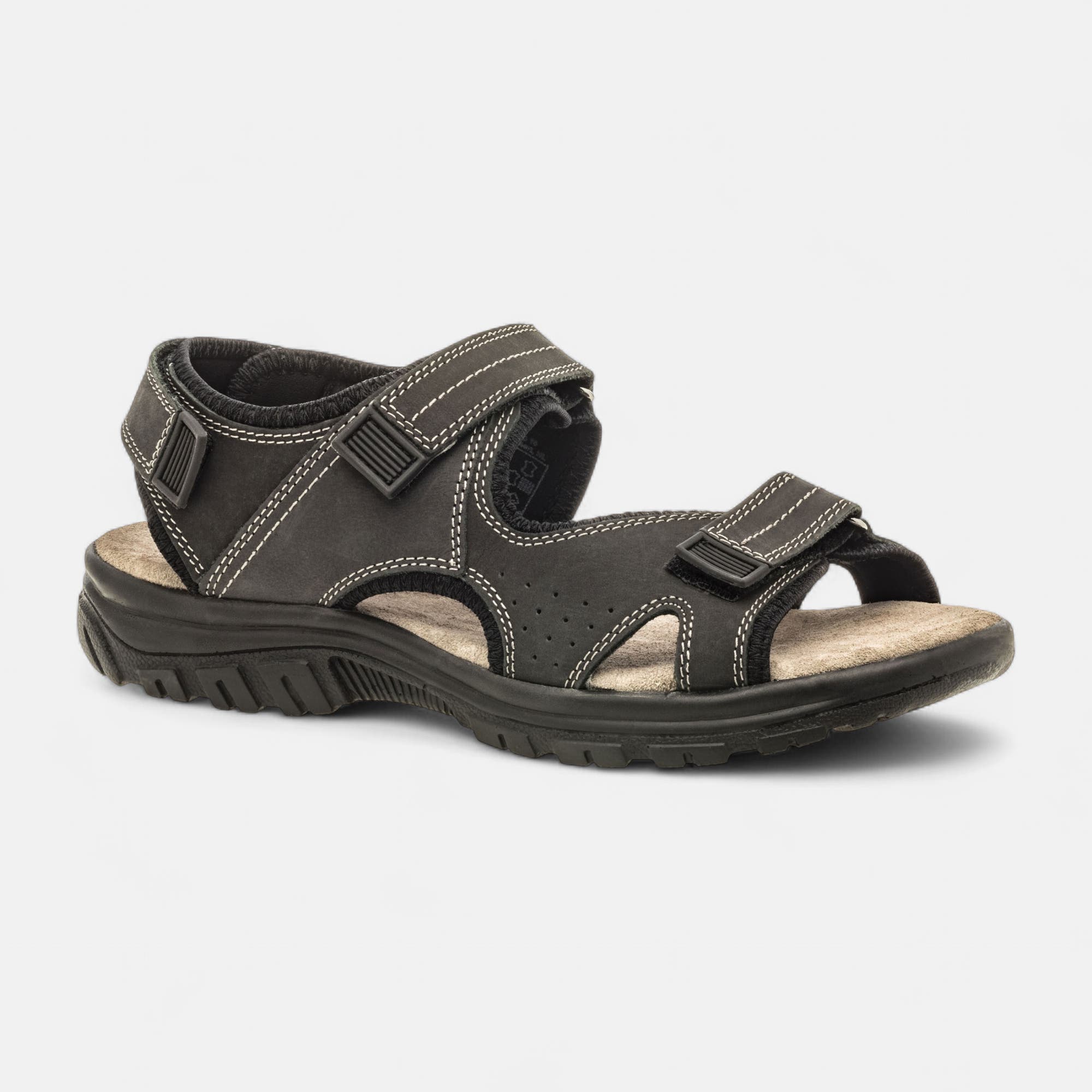 Nu-pieds confort Homme en cuir anthracite