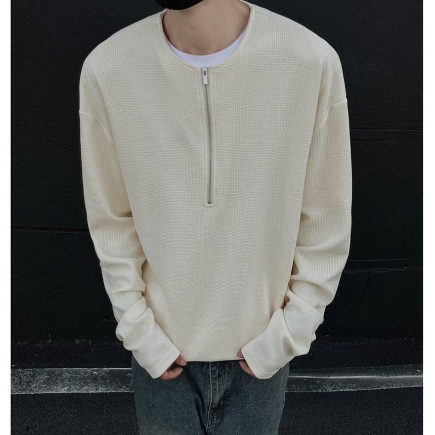 Lingaris - Sweatshirt met halve rits en effen kleur
