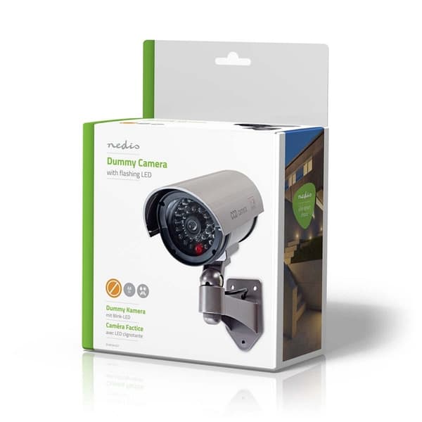 Nedis Dummy Security Camera | Kule | IP44 | Batteri drevet | Utendørs | Inkludert veggoppheng | Grå