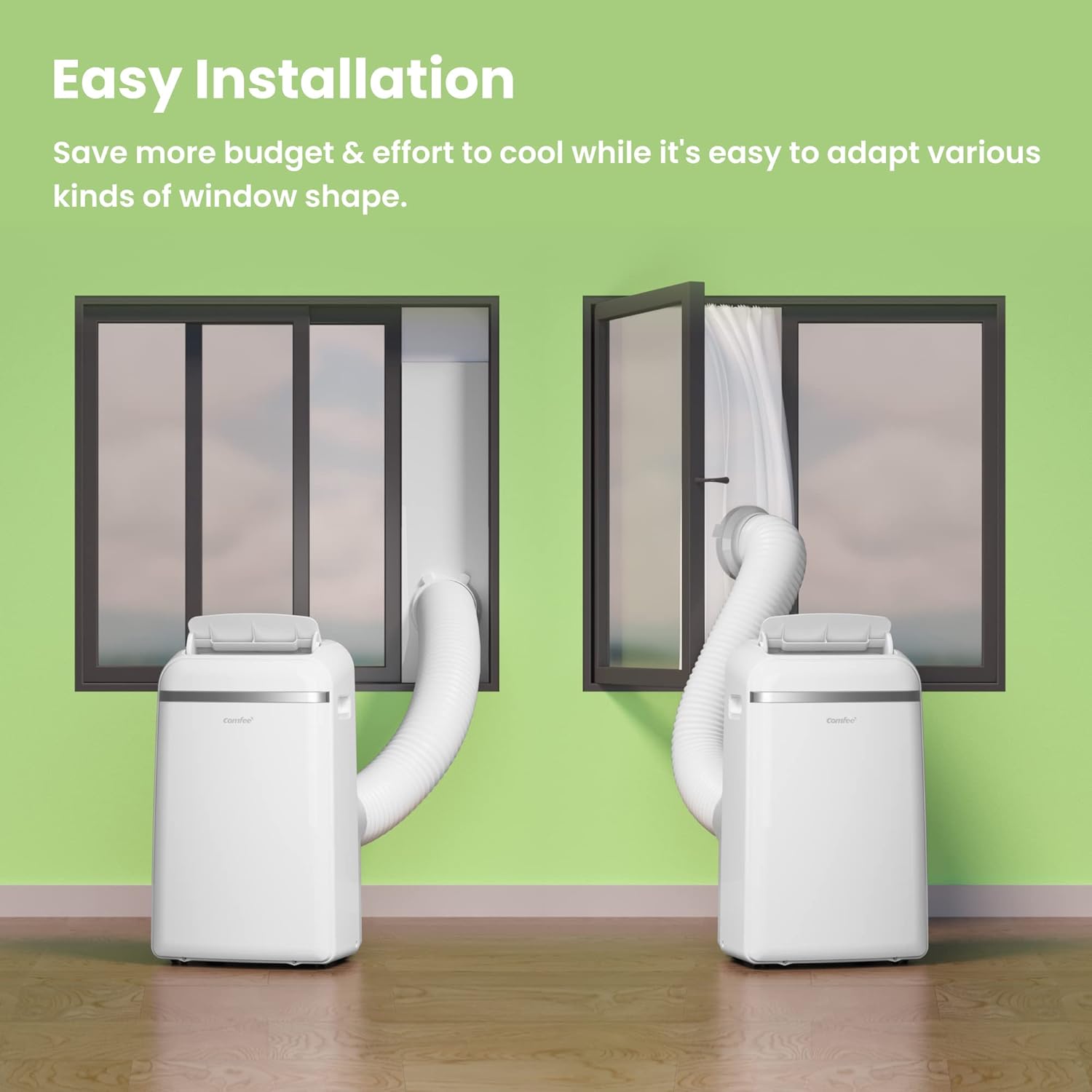 Comfee Mobiles Klimagerät Umweltfreundliches KältemittelPro, 3-in-1 Klimaanlage mit Abluftschlauch, Kühlen und Entfeuchten und Ventilieren, 10000 BTU, 2,9kW, für Räume ca. 80 m³(32 ㎡), EEK A+