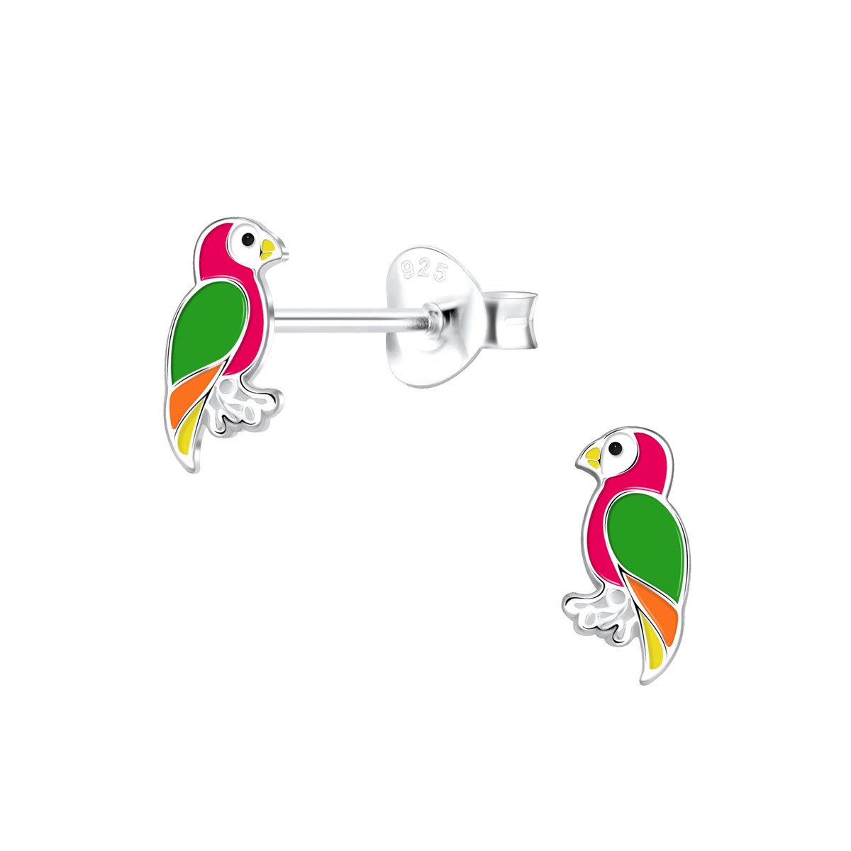 Boucles d'oreilles enfant Perroquet en argent 925