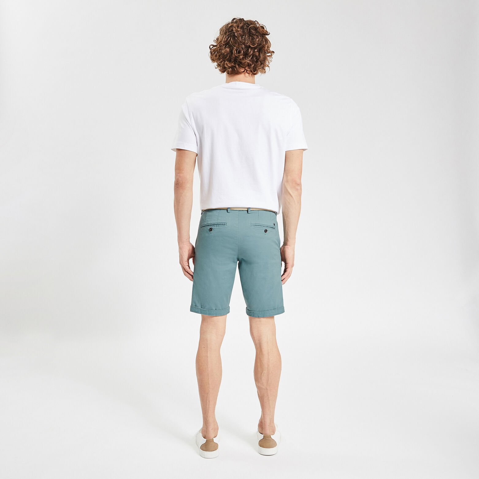 Bermuda chino uni avec ceinture Bleu clair