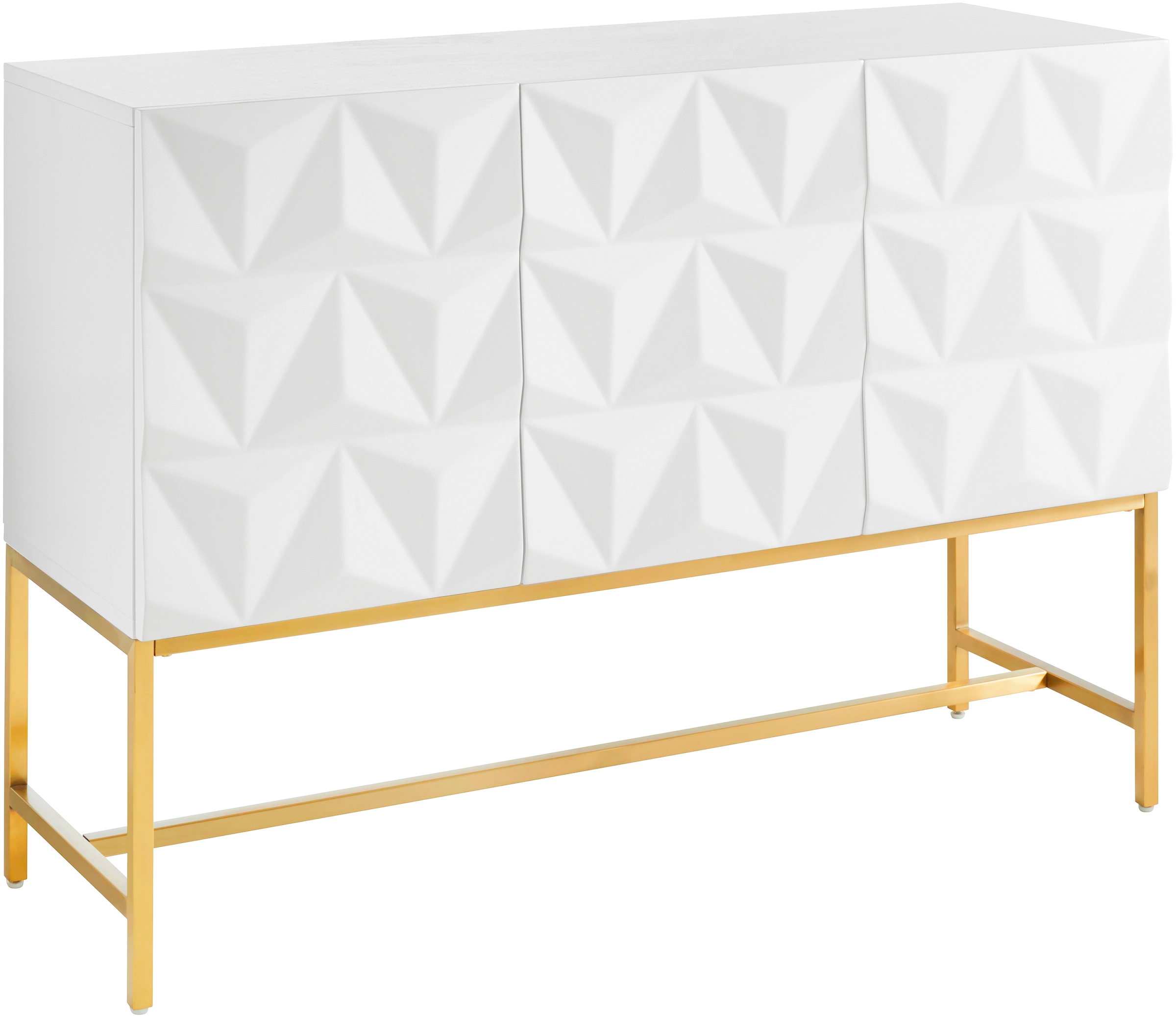 Leonique Sideboard »Rovuma, TOPSELLER!, OTTOs Choice« Kommode, FSC-zertifizierter Holzwerkstoff, lackiert,  in 3D-Optik und goldfarbenem Metallgestell