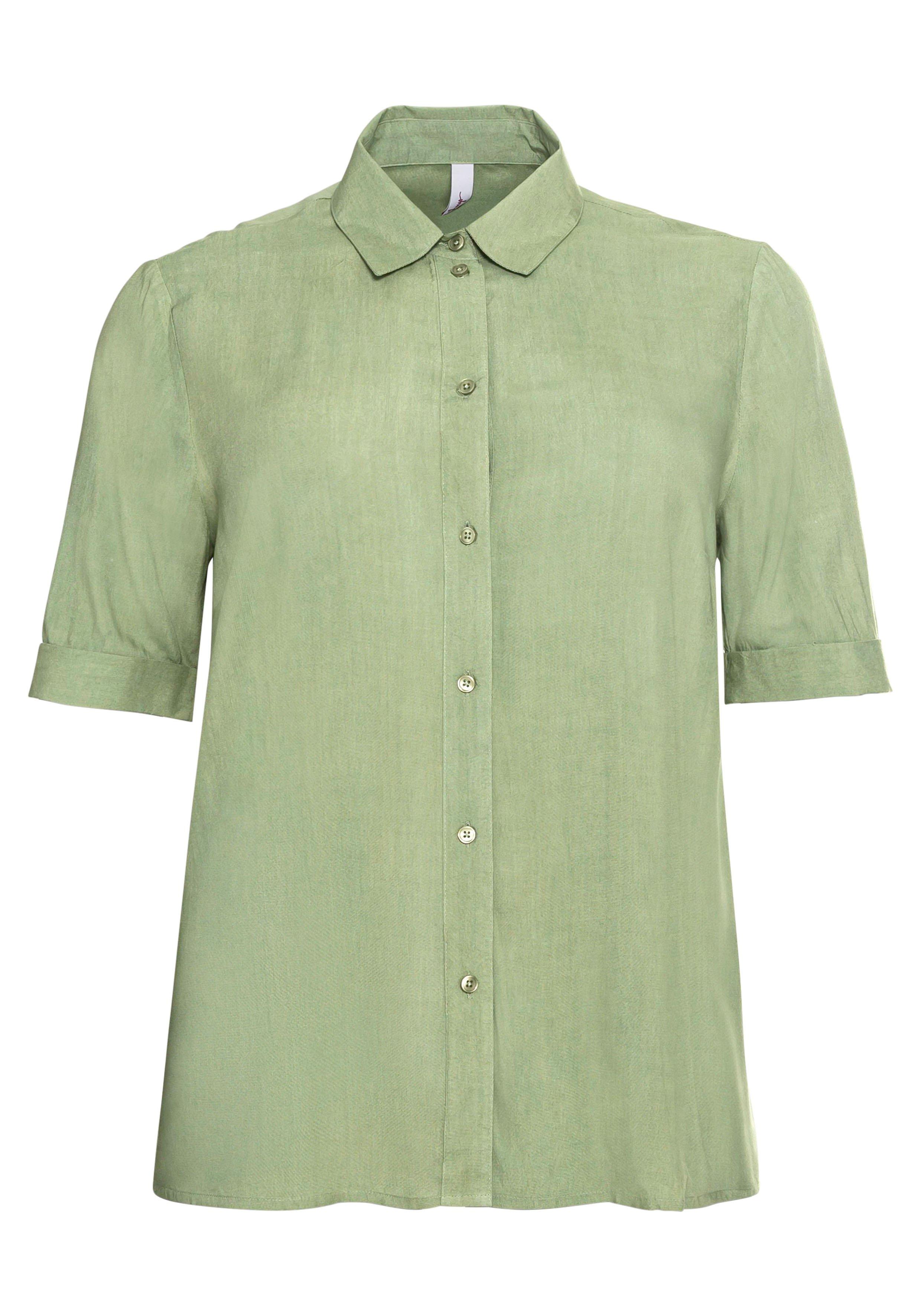 Bluse mit Hemdkragen und verlängertem Arm