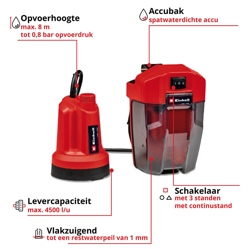 Einhell GE-SP 18 LL Li Solo accu dompelpomp (body) 18V Li-ion