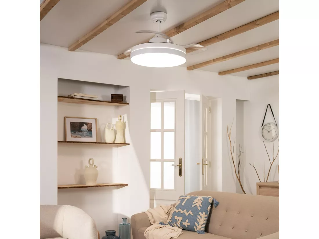 Ventilateur de Plafond Silencieux Dalori Blanc 106cm Moteur DC Blanc
