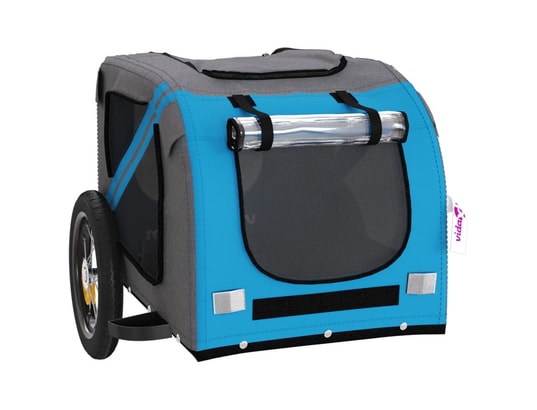 VIDAXL - Remorque de vélo pour chien bleu et gris tissu oxford et fer