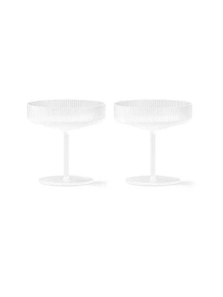 FERM LIVING Champagnerschalen 2er Set RIPPLE Forest weiss