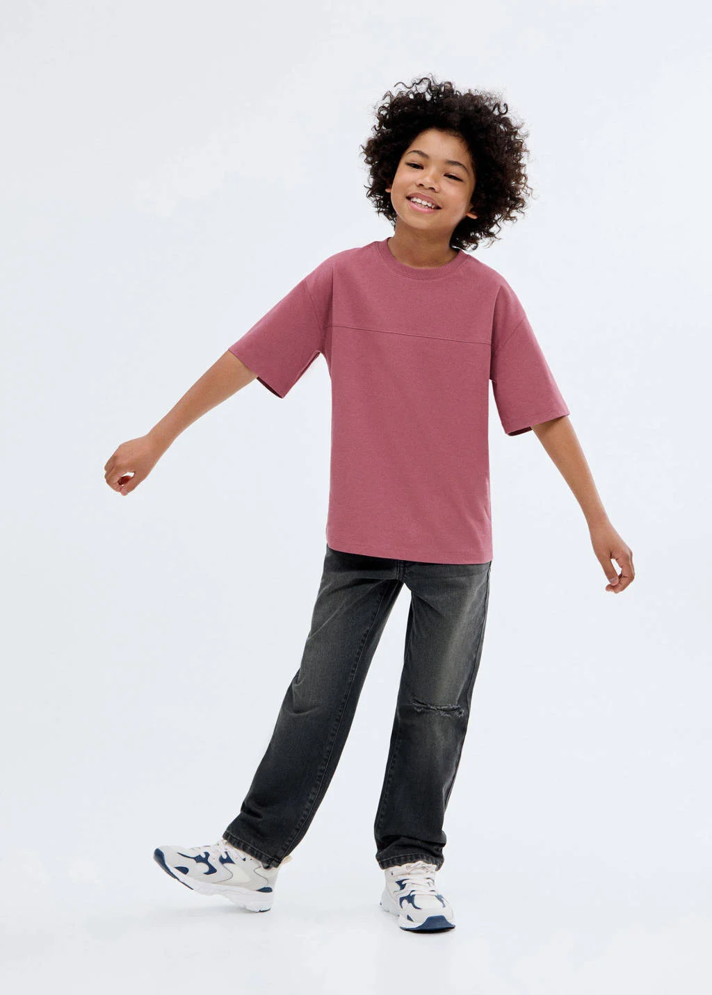 Mango Kids straight leg jeans donkergrijs